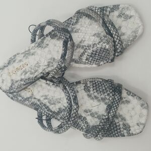 EXPRESS Snakeskin Strappy Slides Open Mule Flats Sandals Sz:7
